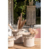Béžový cementový květináč se střapci Boho S - Ø16*15,5 cm