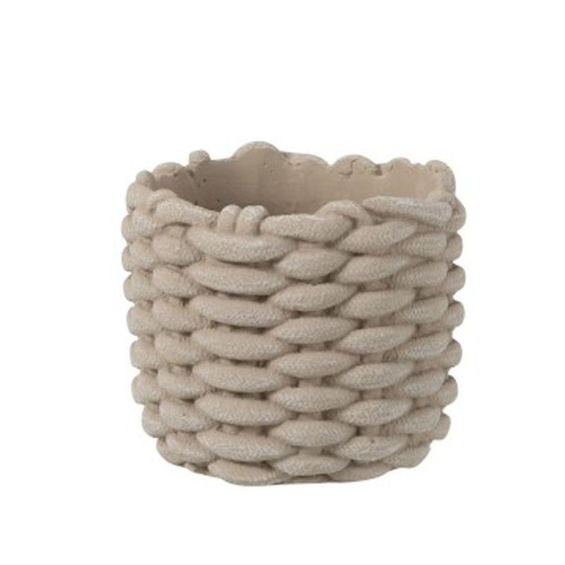 Šedý cementový obal na květináč ve tvaru košíku - Ø 16,5*14,5 cm
