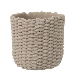 Šedý cementový obal na květináč ve tvaru košíku - Ø 29,5*28 cm