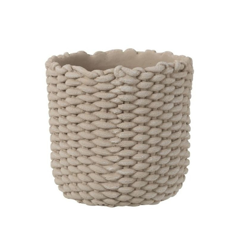 Šedý cementový obal na květináč ve tvaru košíku - Ø 29,5*28 cm