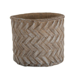 Taupe cementový květináč - design tkaného květináče  M - Ø 16,5*15 cm