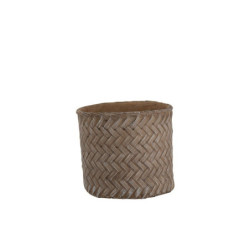 Hnědý cementový květináč Taupe - imitace tkaného květináče  XL - Ø  23,5*22 cm