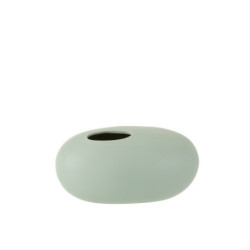 Světle zelená keramická oválná váza Pastel Green L - 25,2*15*13 cm