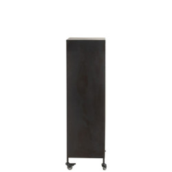 Černá kovová skříň s dřevěnými šuplíky na láhve vína Vine - 43,5*35*120 cm