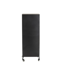 Černá kovová skříň s dřevěnými šuplíky na láhve vína Vine - 43,5*35*120 cm