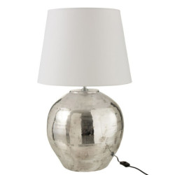 Stříbrná lampa s bílým stínidlem Arya - Ø 37*73 cm