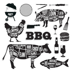 Balení bílých papírových ubrousků se zvířaty BBQ L -20 ks - 16,5*2,8*16,5 cm