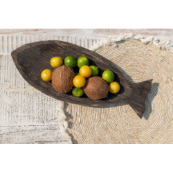 Tmavě hnědá mísa ve tvaru ryby Gwann  - 62*25*6 cm