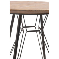 Dřevěný kovový stolek Bistro - Ø 64,5 * 75,5cm