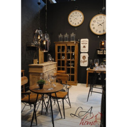 Dřevěný kovový stolek Bistro - Ø 64,5 * 75,5cm