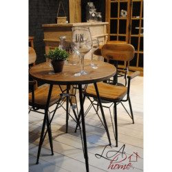 Dřevěný kovový stolek Bistro - Ø 64,5 * 75,5cm