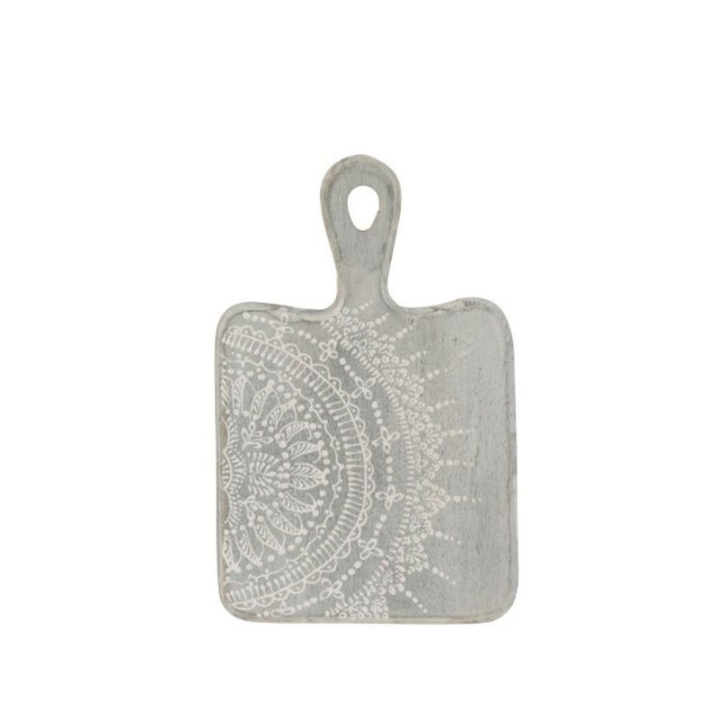 Šedé servírovací prkénko s malovaným ornamentem - 16*1,6*25 cm