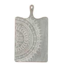 Šedé servírovací prkénko s malovaným ornamentem - 35*1,5*60 cm