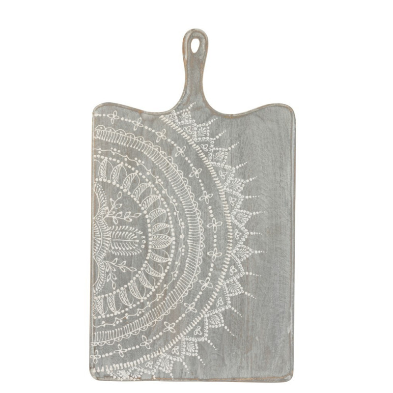 Šedé servírovací prkénko s malovaným ornamentem - 35*1,5*60 cm