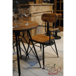Dřevěný kovový stolek Bistro - Ø 64,5 * 75,5cm