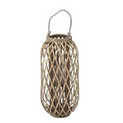 Šedohnědá dřevěná lucerna Romaine S - Ø 32*66 cm