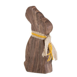 Hnědá dekorace králík v dekoru dřeva - 10*5*22 cm