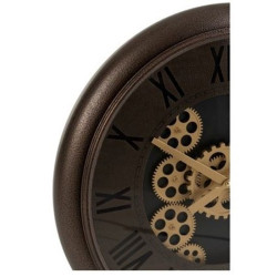 Nástěnné hodiny s kovovým rámem a zlatými ozubenými kolečky Jessamond - Ø 52*7 cm