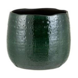 Tmavě zelený vzorovaný obal na květináč Seraphine L - ⌀ 25*23.5 cm