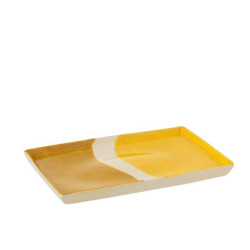 Porcelánový obdélníkový talíř Wave v odstínech žluté - 26*17,5*2 cm