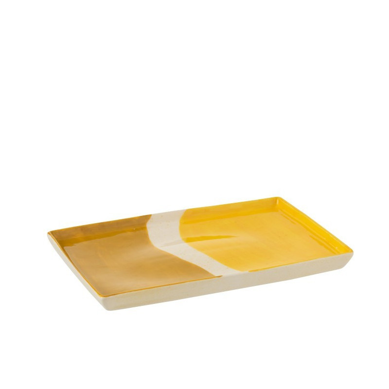 Porcelánový obdélníkový talíř Wave v odstínech žluté - 26*17,5*2 cm