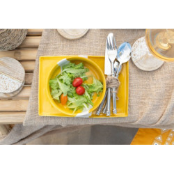 Porcelánový obdélníkový talíř Wave v odstínech žluté - 26*17,5*2 cm