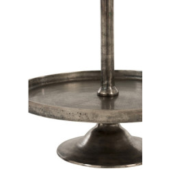 Stříbrný 3-patrový kovový etažér Antique grey - Ø 50*110cm