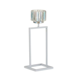 Bílý kovový svícen na 1 svíčku Glass - 12*11*31 cm