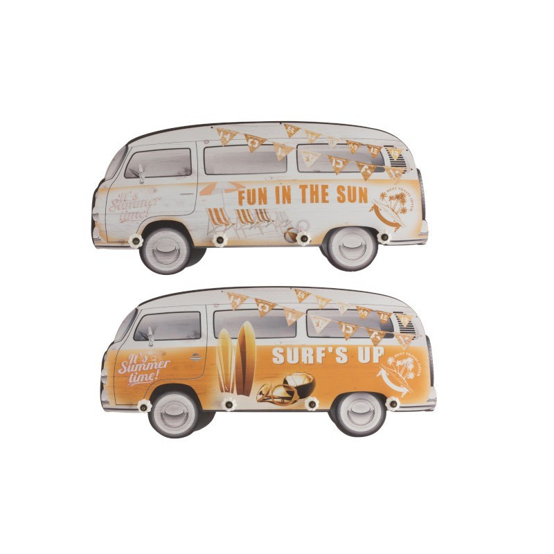 Set 2 nástěnných dřevěných věšáků Minibus - 32,5*75*5 cm