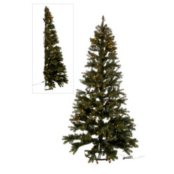 Poloviční umělý zelený dekorativní vánoční stromek s LED světýlky - 150*150*225 cm