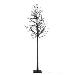 Dekorativní černý strom s LED světýlky - teplá bílá - 300 cm