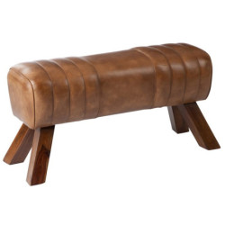 Hnědá kožená lavice v podobě gymnastické Cognac - 91*36*48 cm
