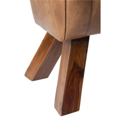 Hnědá kožená lavice v podobě gymnastické Cognac - 91*36*48 cm