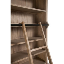 Hnědá dřevěná knihovna s policemi a žebříkem Jemmy - 200*41*232cm