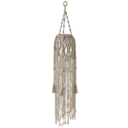 Skleněný závěsný svícen s provázky Macrame - Ø 25*125cm