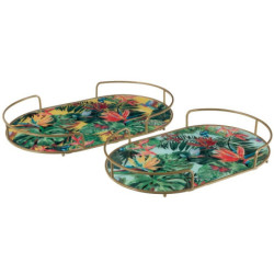 Set 2 podnosů s držadly Tropical - 46*29*5,5 cm