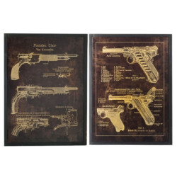 2 dřevěné obrazy pistole black Pistols - 60*3,5*80 cm