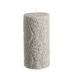 Mintová válcovitá svíčka s ornamenty - Ø7,5*15cm
