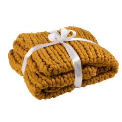 Pletený okrový pléd Tricot ochre - 152*127 cm