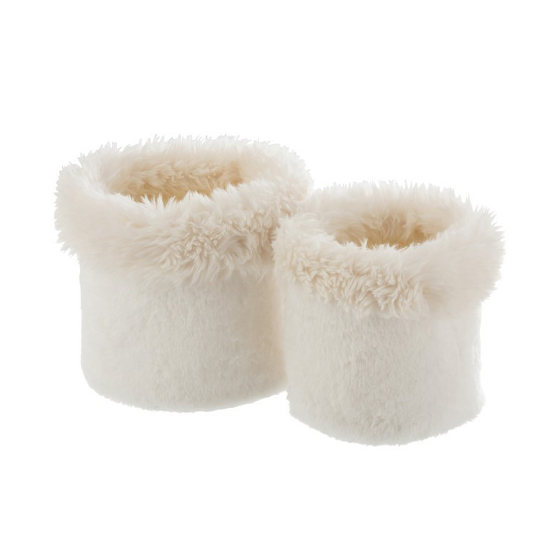 Sada 2 bílých chlupatých obalů na květináče Plush pots – Ø 27 *25 cm