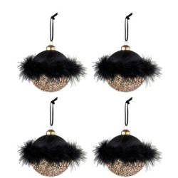 4ks zlatočerné vánoční koule  Baubles  – Ø 11 cm
