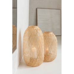 Bambusová lucerna v přírodním provedení Hazel - Ø 30*60 cm