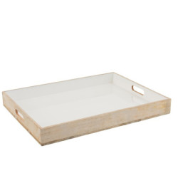 Dřevěný podnos s bílou smaltovanou vrstvou Enamell white - 66*50,5*8 cm