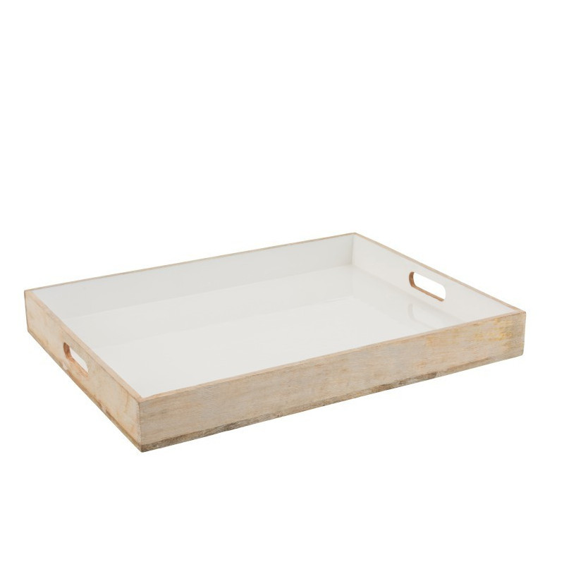 Dřevěný podnos s bílou smaltovanou vrstvou Enamell white - 66*50,5*8 cm