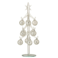 Skleněný stromek se stříbrnými koulemi Baubles Stars  – Ø 12*30 cm