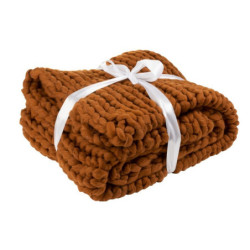 Pletený hnědý pléd Tricot orange brown - 152*127 cm