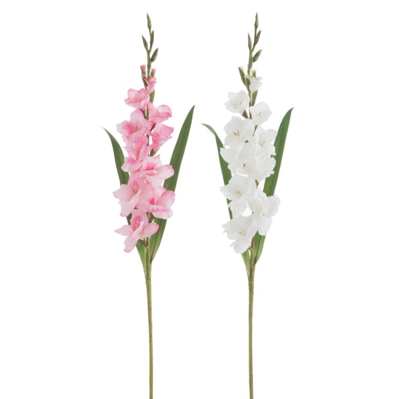 2ks bílá a růžová umělá květina gladiol / mečík - 12*102 cm