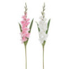 2ks bílá a růžová umělá květina gladiol / mečík - 12*102 cm