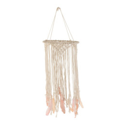 Přírodní lapač snů s růžovými peříčky Feathers - Ø 30*90cm