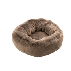 Taupe chlupatý kulatý pelíšek pro kočičku Rondi - Ø 50*19 cm